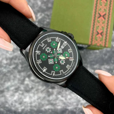 Патриотические наручные часы Awarder Embroidery Black-Green Black Automatic 10ATM