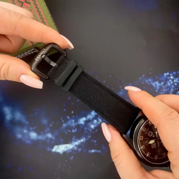 Патріотичний наручний годинник Awarder Embroidery Black-Army Green Black Automatic 10ATM фото 8