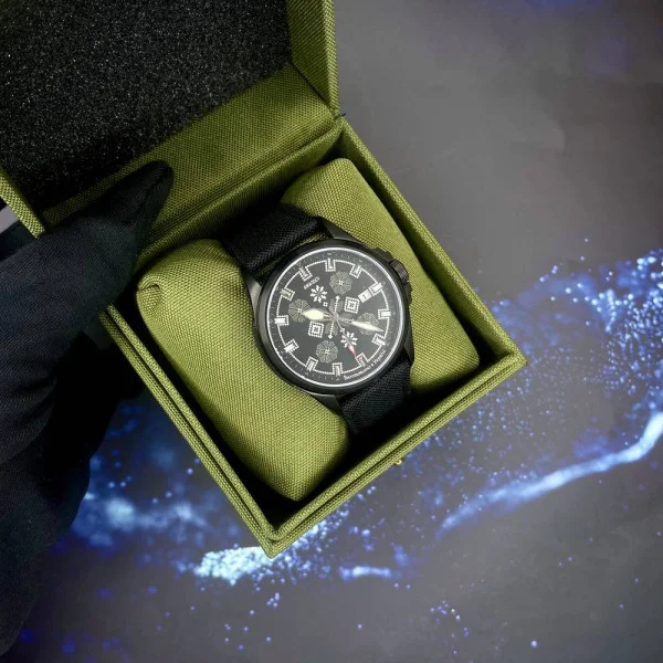 Патріотичний наручний годинник Awarder Embroidery Black-Army Green Black Automatic 10ATM фото 10