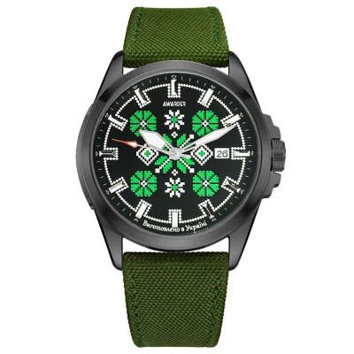 Патриотические наручные часы Awarder Embroidery Black-Green Green Automatic 10ATM