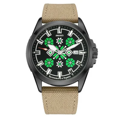 Awarder Embroidery Black-Green Khaki Automatic 10ATM