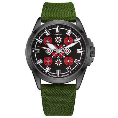 Патриотические наручные часы Awarder Embroidery Black-Red Green Battery 10ATM