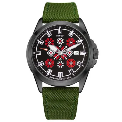 Патриотические наручные часы Awarder Embroidery Black-Red Green Automatic 10ATM
