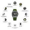 Патріотичний наручний годинник Awarder Embroidery Black-Red Green Automatic 10ATM фото 3