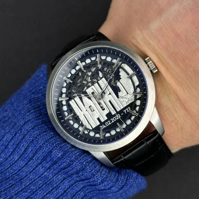 Патріотичний наручний годинник Awarder Незламний Харків Silver-Black Automatic