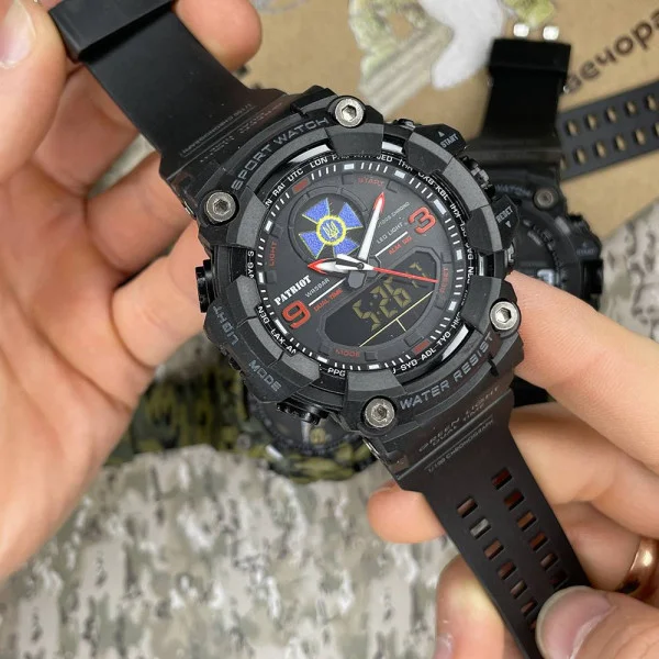 Годинник наручний Patriot 001RDSBU СБУ Чорні з червоним + Коробка. фото 3