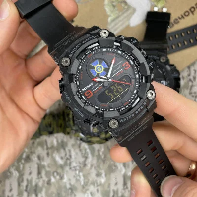 Наручные часы Patriot 001RDSBU СБУ Черные с красным + Коробка.