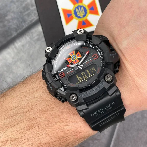 Годинник наручний Patriot 001RDDSNS ДСНС Чорні з червоним + Коробка. фото 5