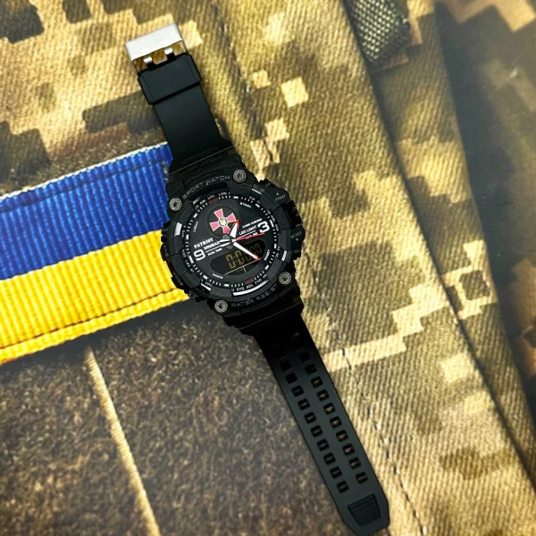 Годинник наручний Patriot 001RDZSU ЗСУ Чорні з червоним + Коробка. фото 3