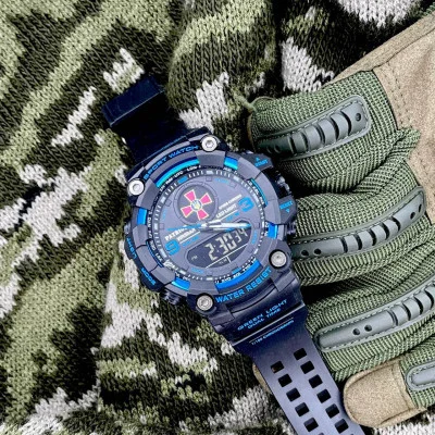 Часы наручные Patriot 001BUDZSU ВСУ Черные с синим + Коробка.