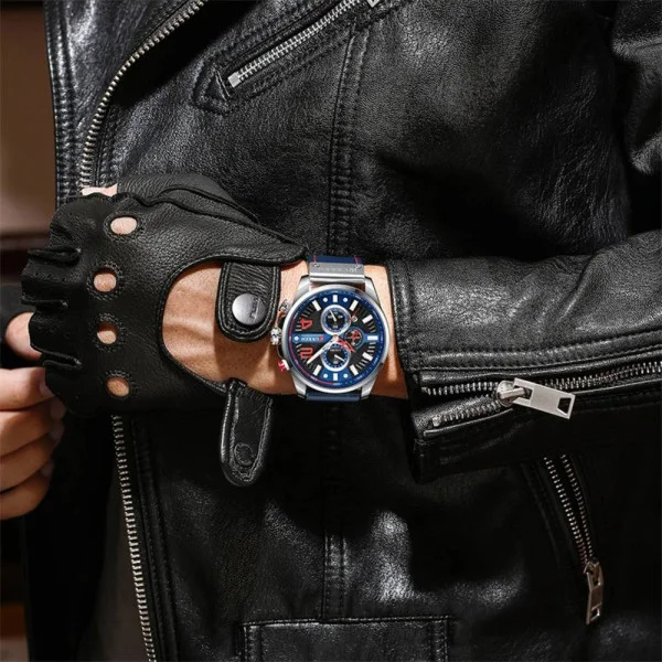 Чоловічий годинник Curren 8393 Silver-Blue фото 4