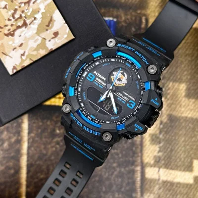 Часы наручные Patriot 001BUSSO ССО Черные с синим + Коробка