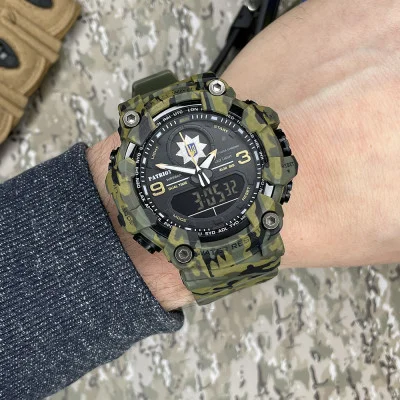 Часы наручные Patriot 001CMGRPO Полиция Зеленый камуфляж + Коробка.