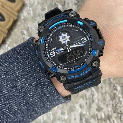 Часы наручные Patriot 001BUPO Полиция Черные с синим + Коробка