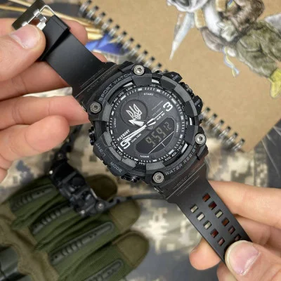 Часы наручные Patriot 001BKUASI Тризуб серебро Черные