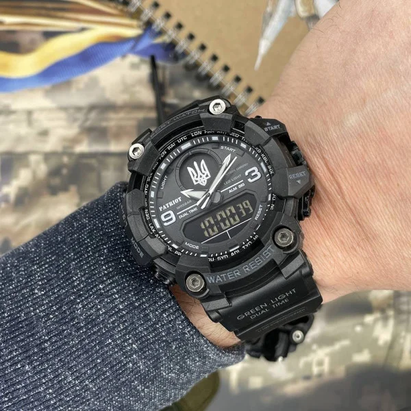 Годинник наручний Patriot 001BKUASI Тризуб срібло Чорні фото 4