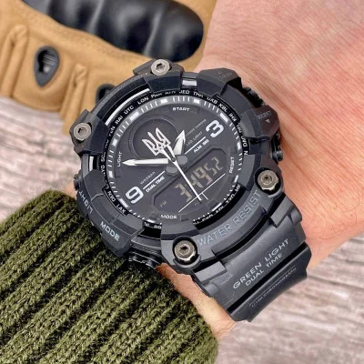 Часы наручные Patriot 001BKUASI Тризуб серебро Черные