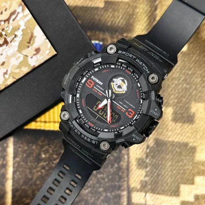 Часы наручные Patriot 001RDSSO ССО Черные с красным + Коробка