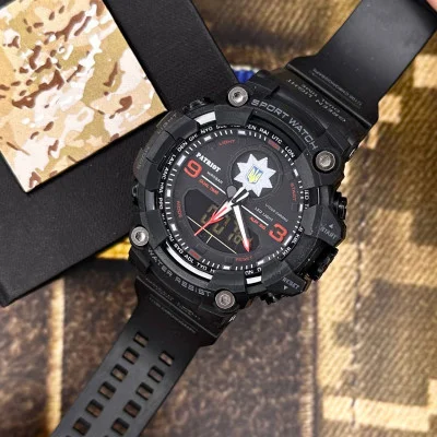 Часы наручные Patriot 001RDPO Полиция Черные с красным + Коробка.