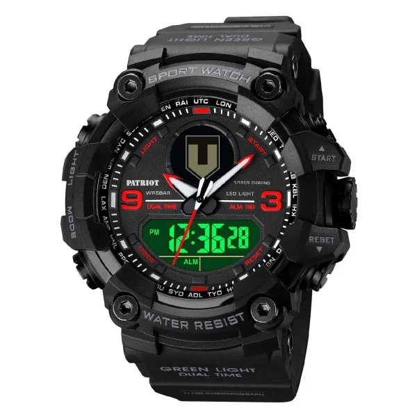 Часы наручные Patriot 001RDTRO ТРО Черные с красным + Коробка. фото 3