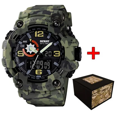 Часы наручные Patriot 002CMGRPO Полиция Зеленый камуфляж + Коробка