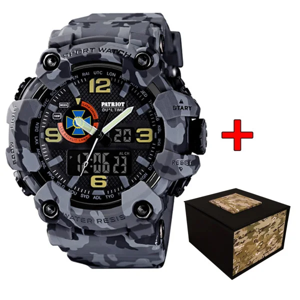 Годинник наручний Patriot 002CMGYSBU СБУ Сірий камуфляж + Коробка фото 1