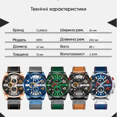 Мужские часы Curren 8393 Black
