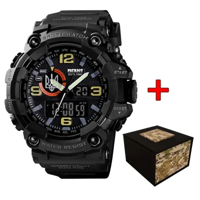 Часы наручные Patriot 002BKUASI Тризуб серебро Черные + Коробка