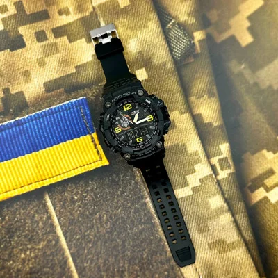 Часы наручные Patriot 002BKUASI Тризуб серебро Черные + Коробка