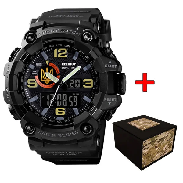 Годинник наручний Patriot 002BKUAGD Тризуб золото Чорні + Коробка. фото 1