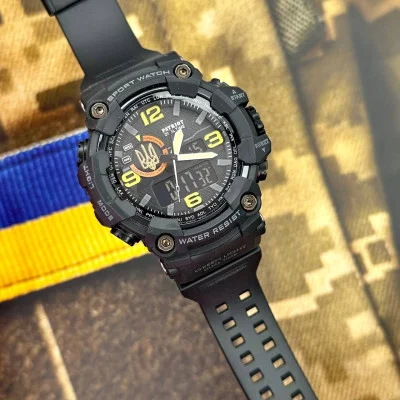 Часы наручные Patriot 002BKUAGD Трезубец золото Черные + Коробка.