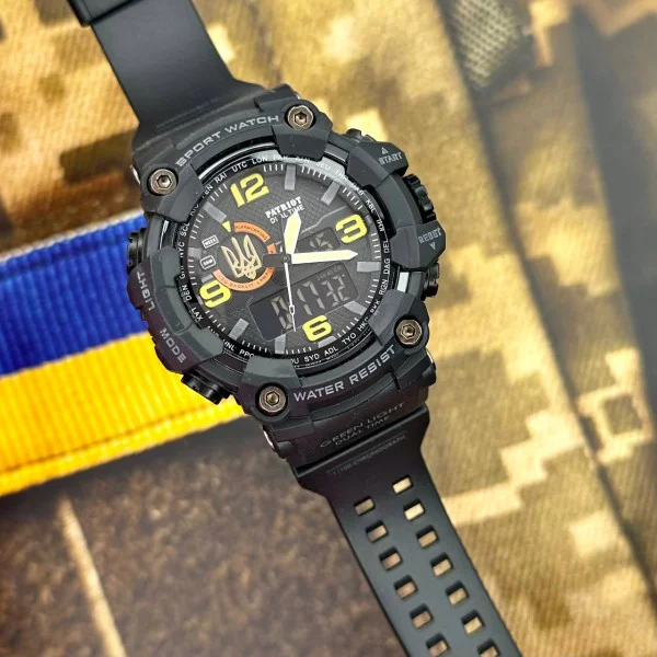 Годинник наручний Patriot 002BKUAGD Тризуб золото Чорні + Коробка. фото 4