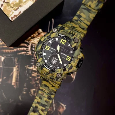 Patriot 003CMGRUASI Тризуб срібло Зелений камуфляж + Коробка.