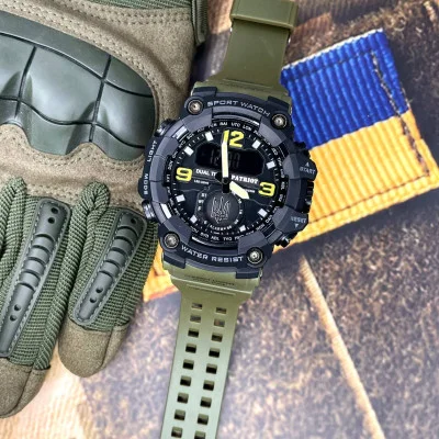 Часы наручные Patriot 003AGUASI Трезубец серебро Зеленые + Коробка.