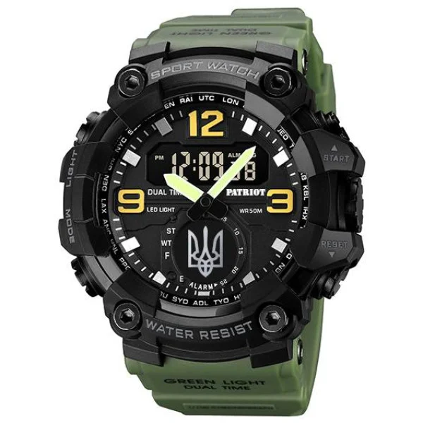 Годинник наручний Patriot 003AGUASI Тризуб срібло Зелені + Коробка. фото 6