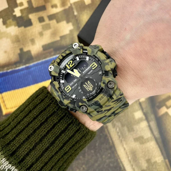 Годинник наручний Patriot 003CMGRUAGD Тризуб золото Зелений камуфляж + Коробка. фото 4