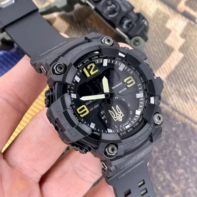 Часы наручные Patriot 003BKUAGD Трезубец золото Черные + Коробка.