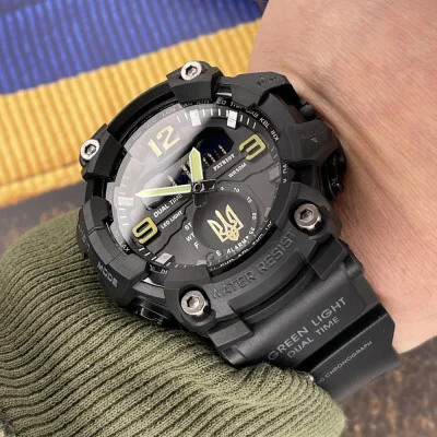 Часы наручные Patriot 003BKUAGD Трезубец золото Черные + Коробка.