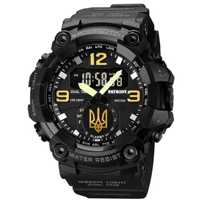 Часы наручные Patriot 003BKUAGD Трезубец золото Черные + Коробка.