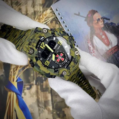 Часы наручные Patriot 004CMGRSU ВСУ Зеленый камуфляж + Коробка.