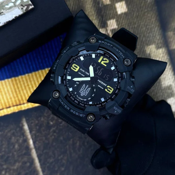 Годинник наручний Patriot 004BKUASI Тризуб срібло Чорні + Коробка фото 3