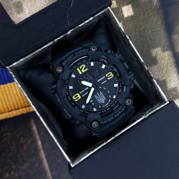 Годинник наручний Patriot 004BKUASI Тризуб срібло Чорні + Коробка фото 4
