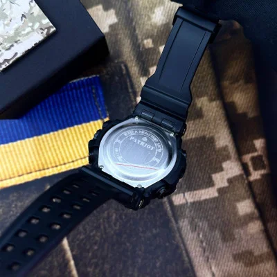 Часы наручные Patriot 004BKUASI Тризуб серебро Черные + Коробка