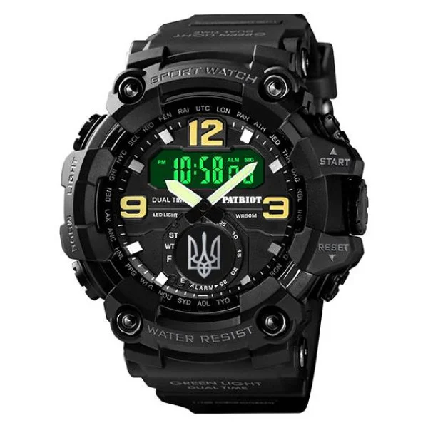 Годинник наручний Patriot 004BKUASI Тризуб срібло Чорні + Коробка фото 7