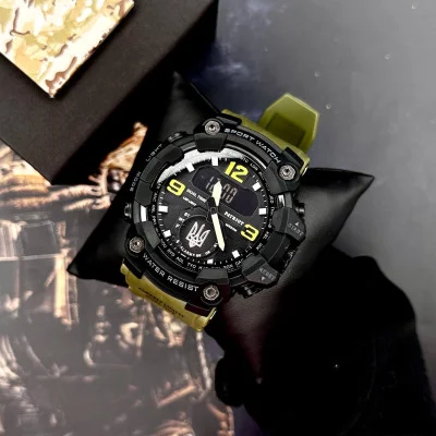 Годинник наручний Patriot 004AGUASI Тризуб срібло Зелені + Коробка.