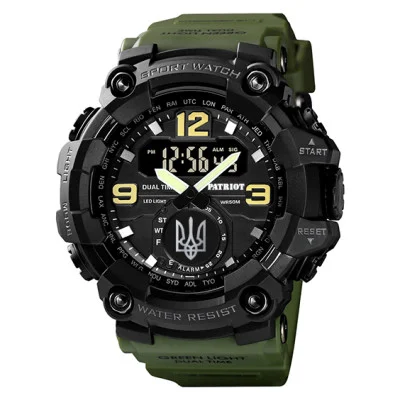 Часы наручные Patriot 004AGUASI Трезубец серебро Зеленые + Коробка.