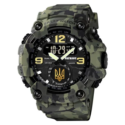 Часы наручные Patriot 004CMGRUAGD Трезубец золото Зеленый камуфляж + Коробка.