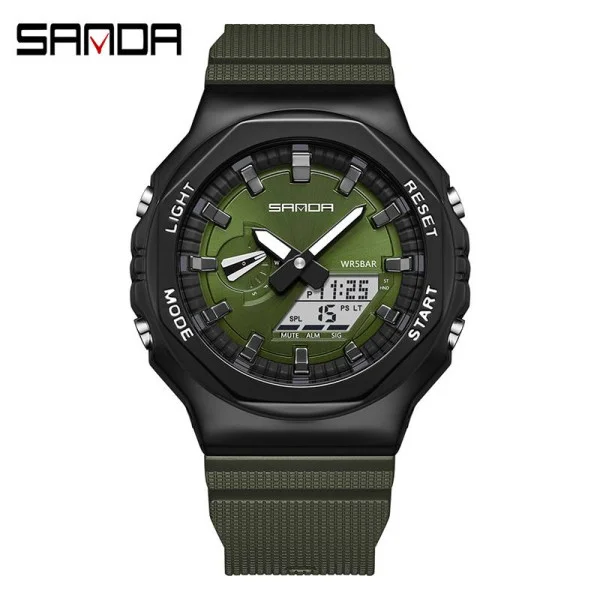 Чоловічий годинник Sanda 3167 Army Green фото 1