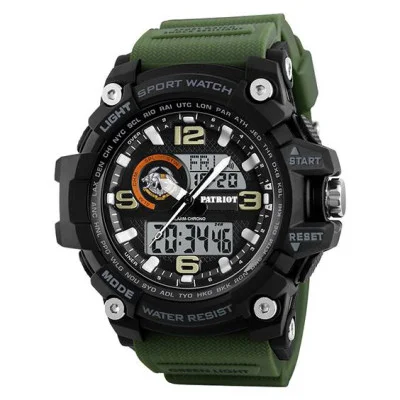 Годинник наручний Patriot 012AGSSO ССО Чорні з зеленим + Коробка