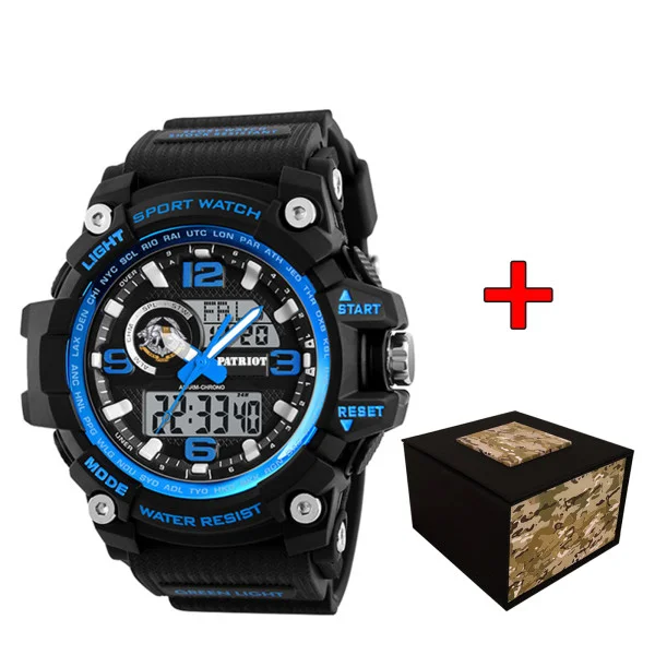 Часы наручные Patriot 012BUBKSSO ССО Черные с синим + Коробка фото 1